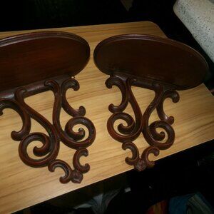 vintage syroco wooden shelves. set of 4